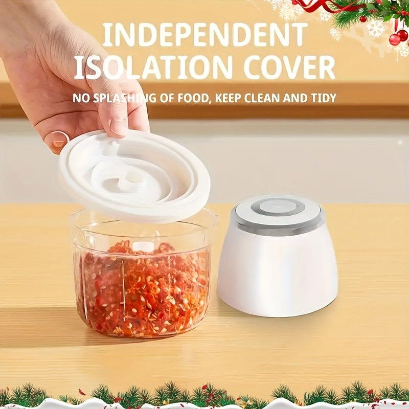 1pc Electric Garlic Beater, Multifunctional Mincer, Healthy Material, Three-layer Knife Post, Usb Charging, Multi-purpose Machine, Detachable Cleaning, Suitable For Making Seasoning Dip In The Kitchen, Home Cooking, Etc.