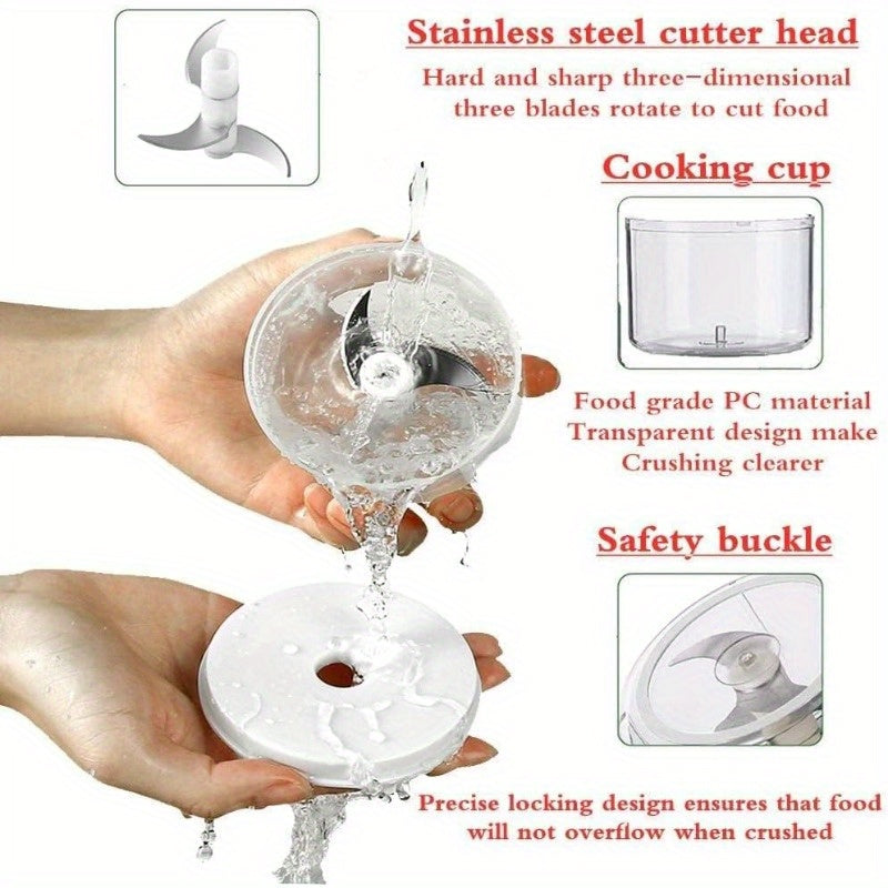 8.45oz Electric Garlic Chopper, a Compact And Portable Vegetable Grinder, Perfect for Chopping Garlic, Onions, And Blending Various Foods Like Ginger, Chili, And Meat., Food Processor Electric, Electric Food Chopper, Food Processor For Kitchen, Mini Food