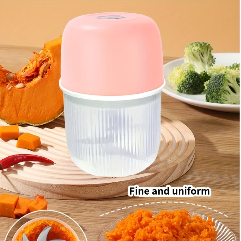 [Electric Garlic Crusher] Powerful USB Rechargeable Electric Garlic Crusher & Masher - 10oz Portable Vegetable Chopper with Transparent Blending Jar, Perfect for Crushing Garlic and More, Kitchen Gadget, Kitchen Tool, Modern Kitchenware, Durable Plastic
