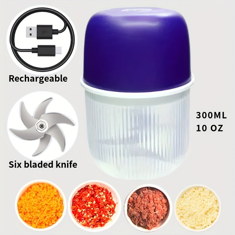 Electric Garlic Crusher and Food Chopper with USB-Powered Operation, Portable Electric Chopper with One-Touch Lever, Heavy-Duty 10oz Cup, for Garlic, Onion, Ginger, Meat, Vegetables - Ideal for Home & Professional Kitchens, Garlic Chopper, Kitchen