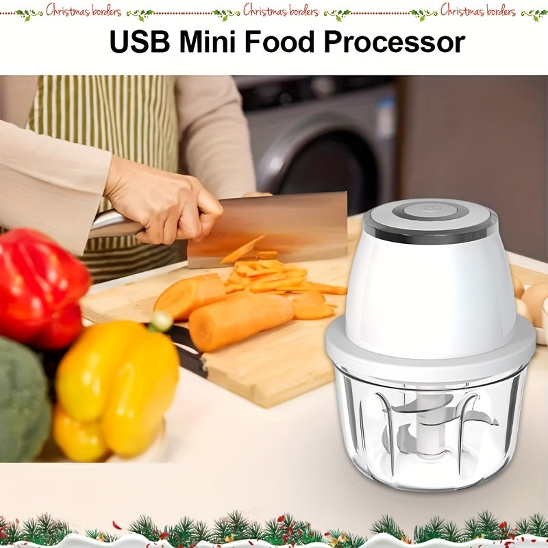 1pc Electric Garlic Beater, Multifunctional Mincer, Healthy Material, Three-layer Knife Post, Usb Charging, Multi-purpose Machine, Detachable Cleaning, Suitable For Making Seasoning Dip In The Kitchen, Home Cooking, Etc.