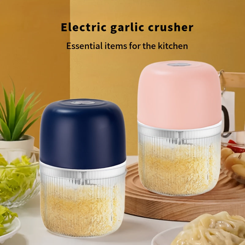 Electric Garlic Chopper, USB Rechargeable Electric Food Chopper, Mini Portable Vegetable Chopper, Garlic Grinder, Onion Chopper, Vegetable Blender, Suitable for Garlic, Ginger, Chili, Fruits, Meats, Etc. father gift