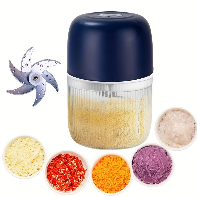 Electric Garlic Chopper, USB Rechargeable Electric Food Chopper, Mini Portable Vegetable Chopper, Garlic Grinder, Onion Chopper, Vegetable Blender, Suitable for Garlic, Ginger, Chili, Fruits, Meats, Etc. father gift
