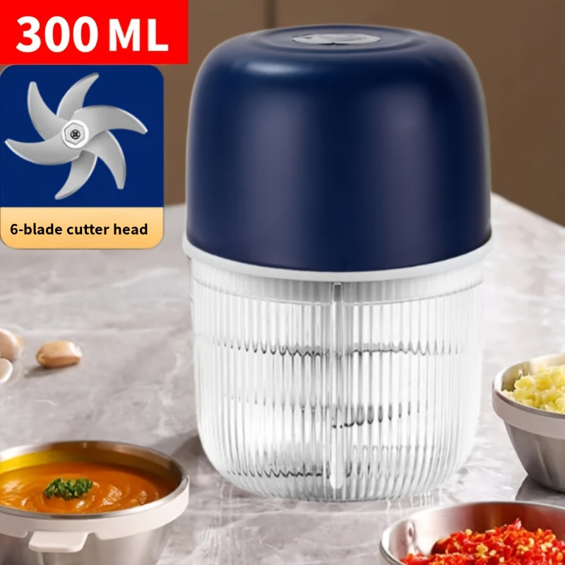 [Electric Garlic Crusher] Powerful USB Rechargeable Electric Garlic Crusher & Masher - 10oz Portable Vegetable Chopper with Transparent Blending Jar, Perfect for Crushing Garlic and More, Kitchen Gadget, Kitchen Tool, Modern Kitchenware, Durable Plastic