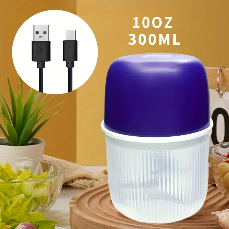 Electric Garlic Crusher and Food Chopper with USB-Powered Operation, Portable Electric Chopper with One-Touch Lever, Heavy-Duty 10oz Cup, for Garlic, Onion, Ginger, Meat, Vegetables - Ideal for Home & Professional Kitchens, Garlic Chopper, Kitchen