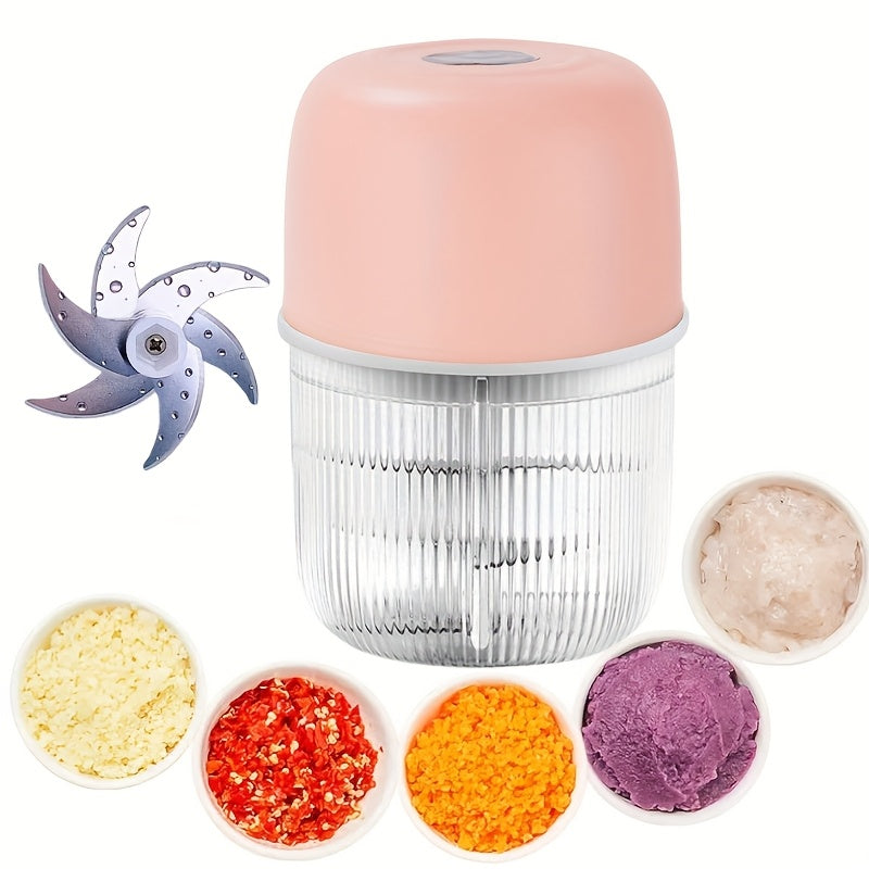 Electric Garlic Chopper, USB Rechargeable Electric Food Chopper, Mini Portable Vegetable Chopper, Garlic Grinder, Onion Chopper, Vegetable Blender, Suitable for Garlic, Ginger, Chili, Fruits, Meats, Etc. father gift