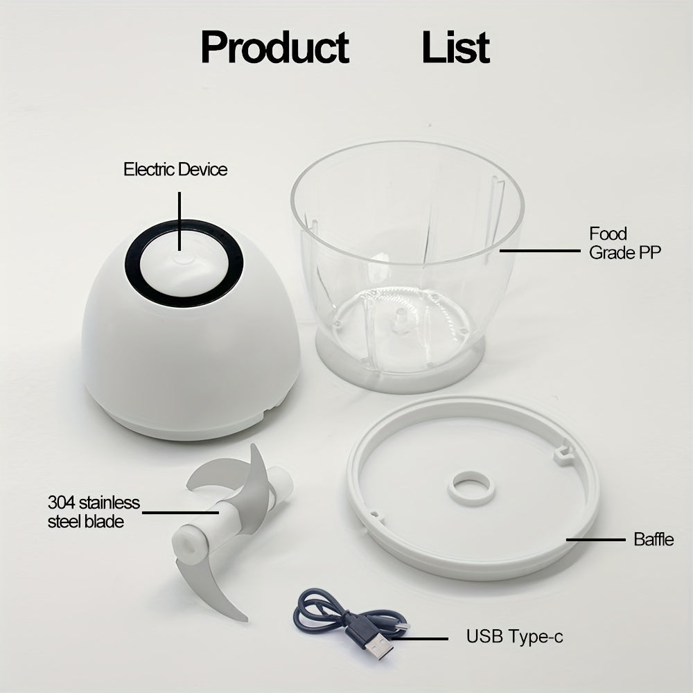 Electric Garlic Chopper, Mini Portable Veggie Chopper, 13.53oz Garlic Grinder Masher Onion Chopper, Blender to Vegetable, Wireless Food Processor for Ginger, Chili, Fruit, Meat, Home Cooking, Meal Prep Tool, Portable Appliance, Compact Design, Highspeed