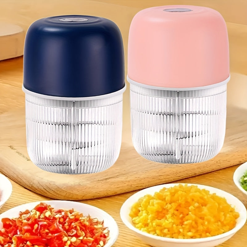 [Electric Garlic Crusher] Powerful USB Rechargeable Electric Garlic Crusher & Masher - 10oz Portable Vegetable Chopper with Transparent Blending Jar, Perfect for Crushing Garlic and More, Kitchen Gadget, Kitchen Tool, Modern Kitchenware, Durable Plastic