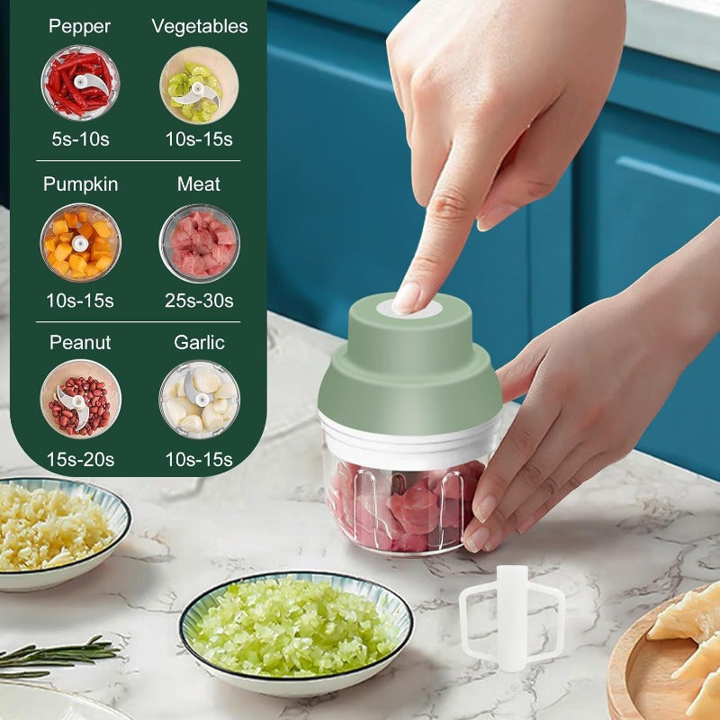 1-Touch Electric Garlic Chopper with USB-Powered Motor & 8.45oz Large Cup - 45W Powerful Mini Food Processor, Safety Lock, 304 Blade & BPA-Free PP Bowl, Compact Portable Design with Ergonomic Handle & One-Touch Operation for Garlic, Onion, Ginger, Chili,