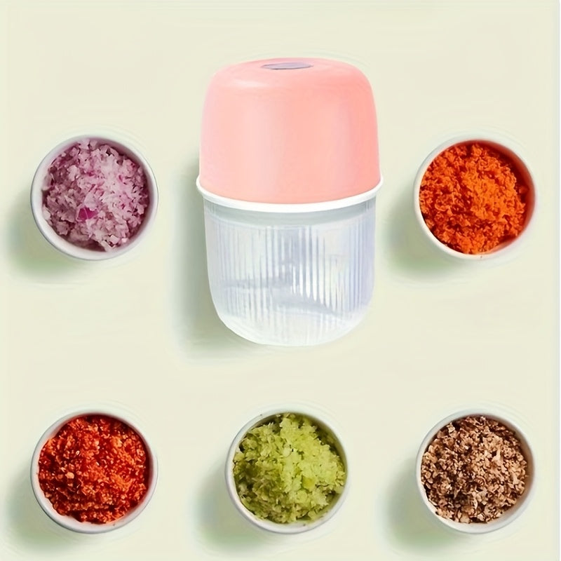 [Electric Garlic Crusher] Powerful USB Rechargeable Electric Garlic Crusher & Masher - 10oz Portable Vegetable Chopper with Transparent Blending Jar, Perfect for Crushing Garlic and More, Kitchen Gadget, Kitchen Tool, Modern Kitchenware, Durable Plastic
