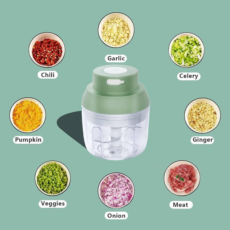 Kenpiko Powerful Rechargeable Garlic Chopper with 8.45oz/3.38oz Bowl, 2 Stainless Steel Blades, Waterproof & BPA-Free, Semi-Automatic Operation, Cordless Design with USB-Powered Motor for Chopping Garlic, Onion, Herb, Nut, Seed - Compact & Easy-Clean