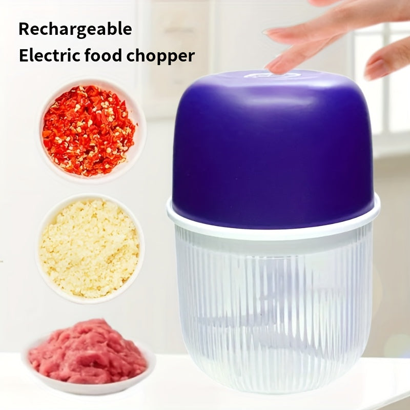 Electric Garlic Crusher and Food Chopper with USB-Powered Operation, Portable Electric Chopper with One-Touch Lever, Heavy-Duty 10oz Cup, for Garlic, Onion, Ginger, Meat, Vegetables - Ideal for Home & Professional Kitchens, Garlic Chopper, Kitchen