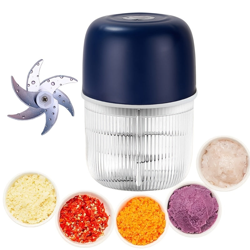 Electric Garlic Chopper, USB Rechargeable Electric Food Chopper, Mini Portable Vegetable Chopper, Garlic Grinder, Onion Chopper, Vegetable Blender, Suitable for Garlic, Ginger, Chili, Fruits, Meats, Etc. father gift