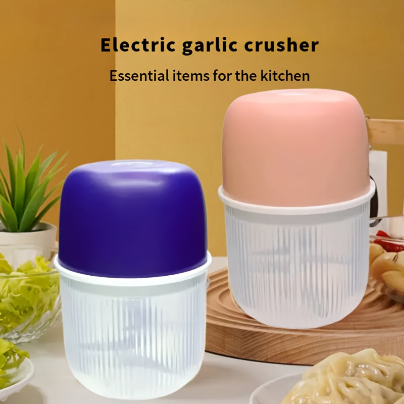 Electric Garlic Crusher and Food Chopper with USB-Powered Operation, Portable Electric Chopper with One-Touch Lever, Heavy-Duty 10oz Cup, for Garlic, Onion, Ginger, Meat, Vegetables - Ideal for Home & Professional Kitchens, Garlic Chopper, Kitchen