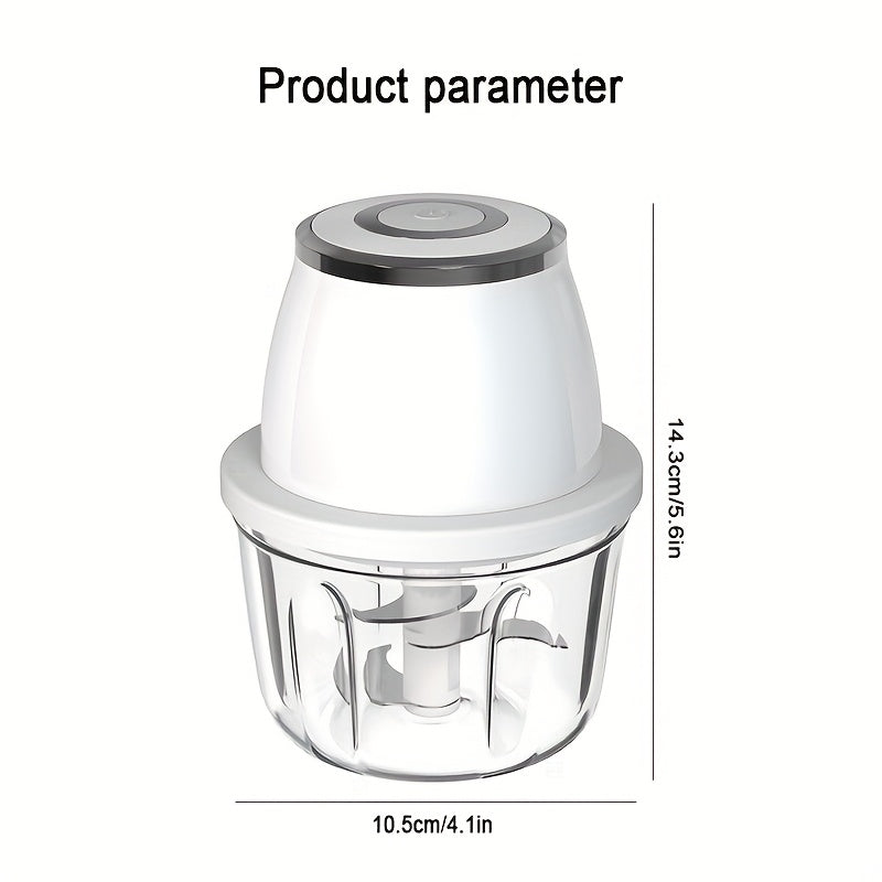 1pc Electric Garlic Beater, Multifunctional Mincer, Healthy Material, Three-layer Knife Post, Usb Charging, Multi-purpose Machine, Detachable Cleaning, Suitable For Making Seasoning Dip In The Kitchen, Home Cooking, Etc.