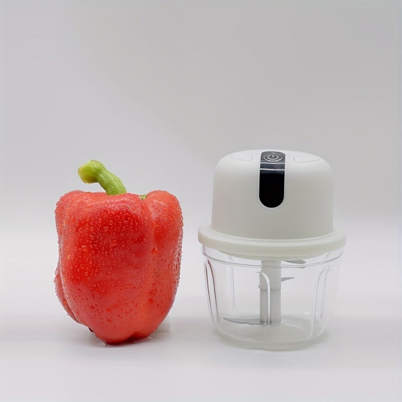 [USB Rechargeable Mini Food Processor] 11.83oz Mini Electric Food Processor - USB Rechargeable, Multi-functional, Durable Plastic - Garlic Mincer Meat Grinder for Pepper, Nuts, Meat Grinding, Lithium Battery 18650 Series