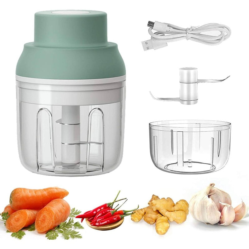 Kenpiko Powerful Rechargeable Garlic Chopper with 8.45oz/3.38oz Bowl, 2 Stainless Steel Blades, Waterproof & BPA-Free, Semi-Automatic Operation, Cordless Design with USB-Powered Motor for Chopping Garlic, Onion, Herb, Nut, Seed - Compact & Easy-Clean